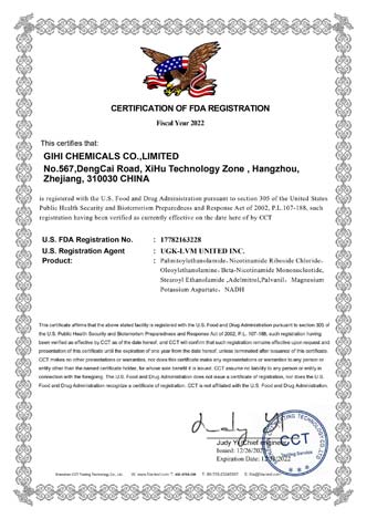 Gihichem FDA Registraton Certificate